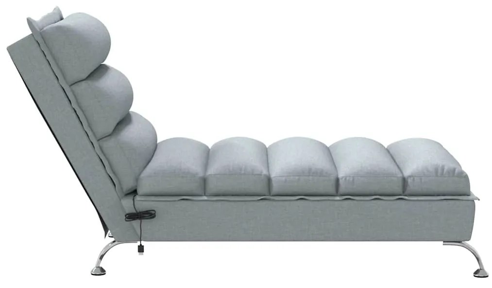 Chaise lounge de massagem com almofadões tecido cinzento-claro