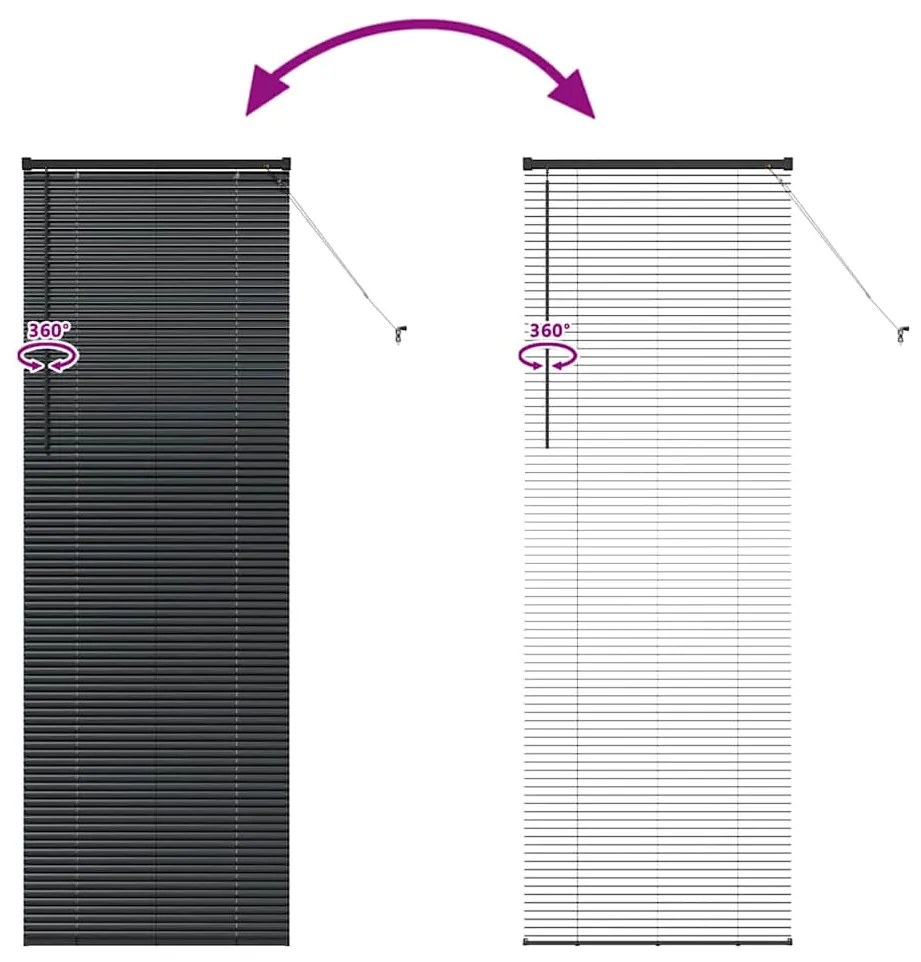 Persiana de Janela com cortinas Outros Manual Preto 80 x 130 cm Alumín
