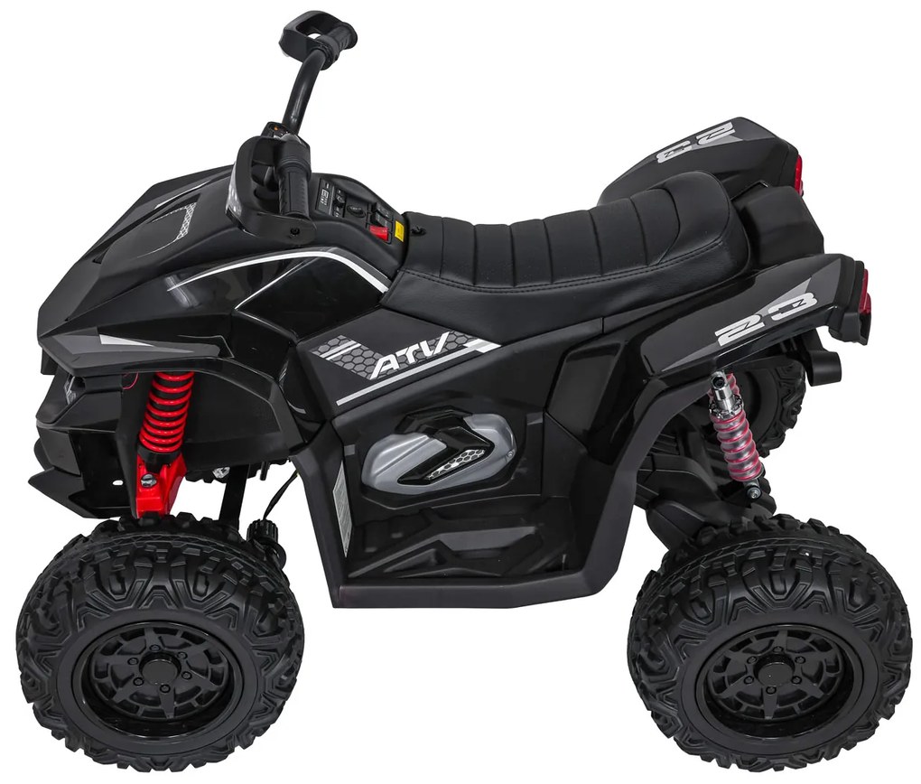 Moto 4 elétrica para crianças 12V 4x4 Fast Wheel, Controle remoto, Rodas Espuma EVA, assento couro ecológico Preta