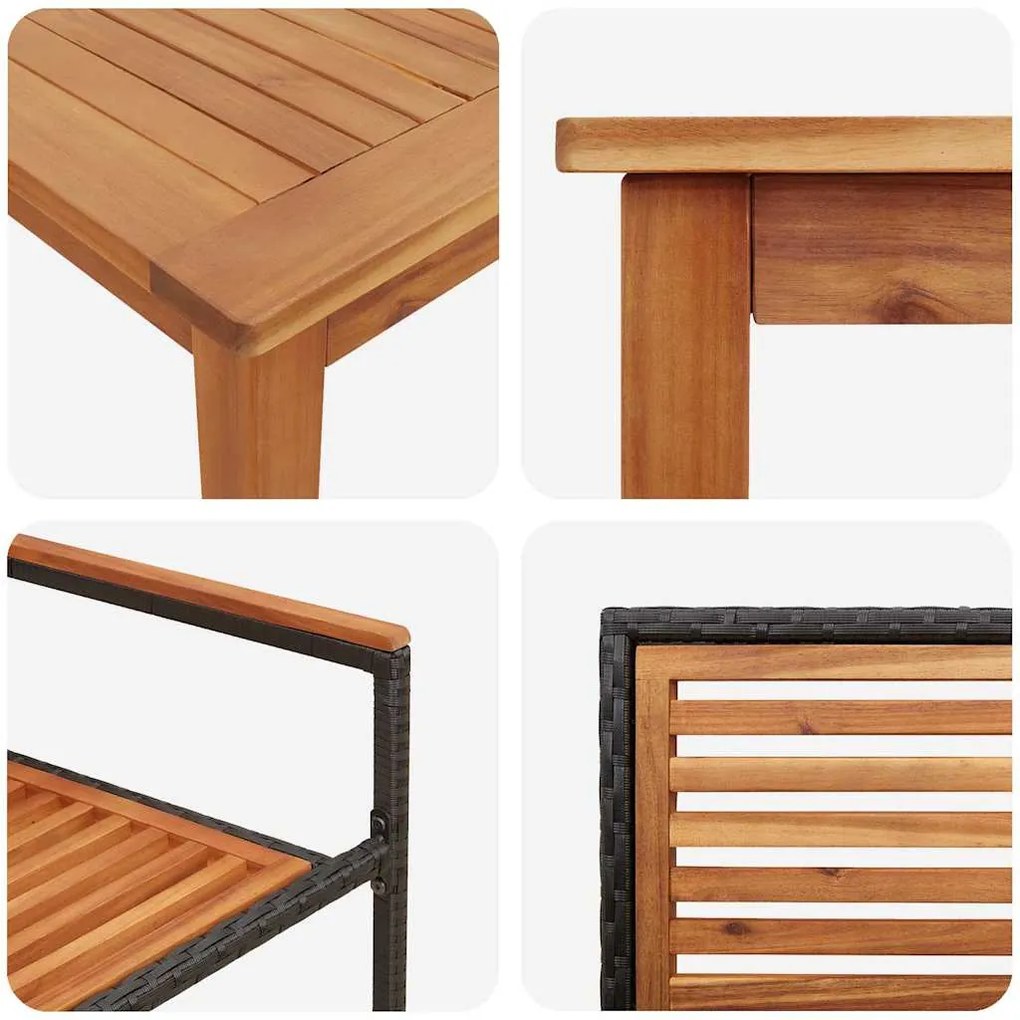 Conjunto de Jantar para Jardim 9 pcs Preto 180 x 90 x 75 cm