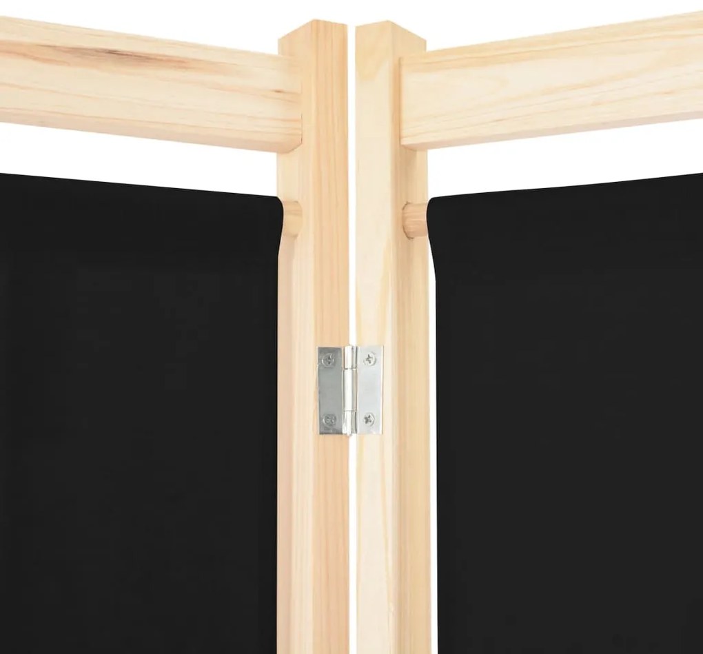 Divisória de quarto com 6 painéis 240x170x4 cm tecido preto