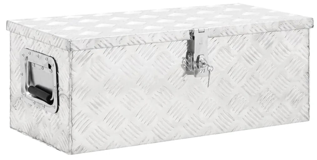 152250 vidaXL Caixa de arrumação 70x31x27 cm alumínio prateado