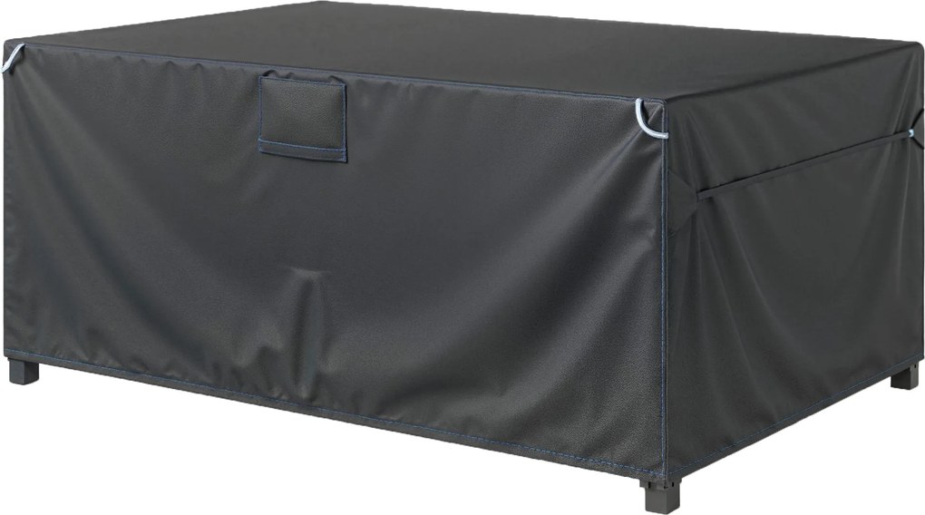 Capa impermeável para mobiliário de jardim de exterior em tecido Oxford 420D, com abertura de ventilação e saco de arrumação, 180 x 120 x 74 cm, preta