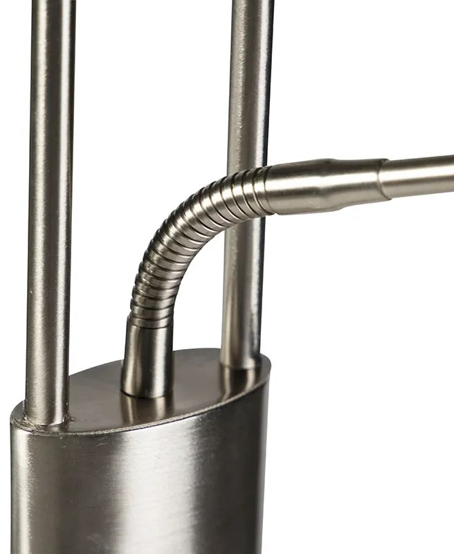 Candeeiro de pé em aço com braço de leitura incl. LED e porta USB - Sevilla