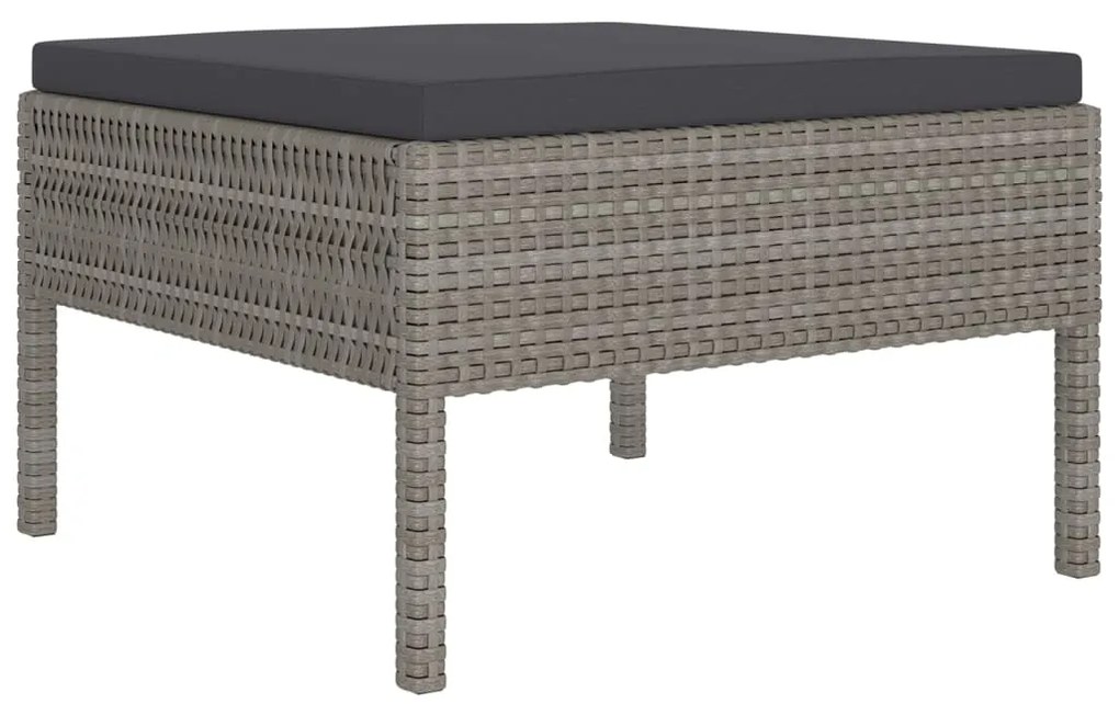 12 pcs conjunto lounge de jardim c/ almofadões vime PE cinzento