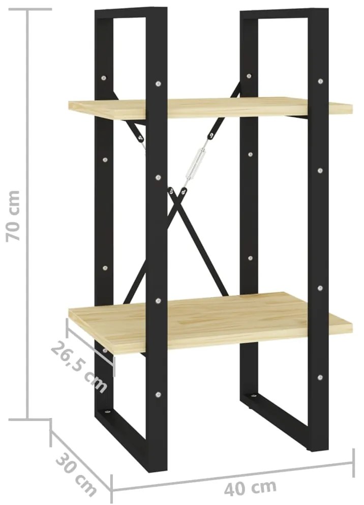 Estante com 2 prateleiras 40x30x70 cm pinho maciço castanho