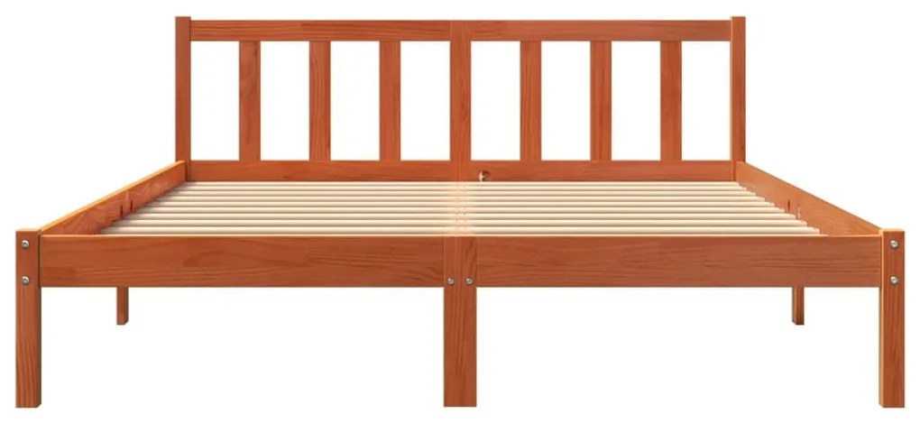 Cama sem colchão 150x200 cm madeira pinho maciça castanho-mel