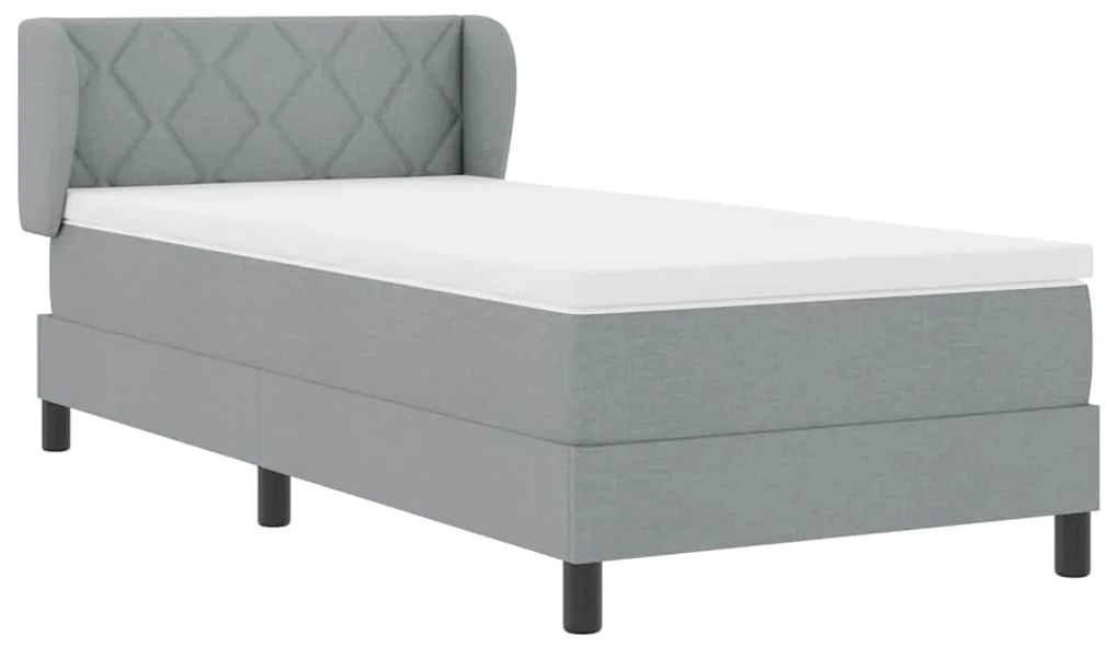 Cama Box com Colchão vidaXL Cinza Claro 90x200 cm Tecido