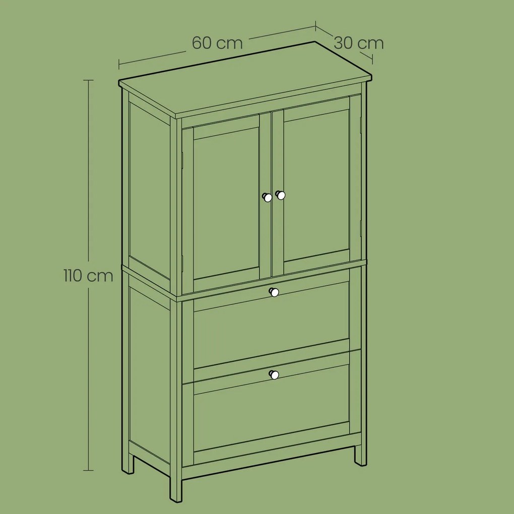 Armário para casa de banho de 30 x 60 x 110 cm branco