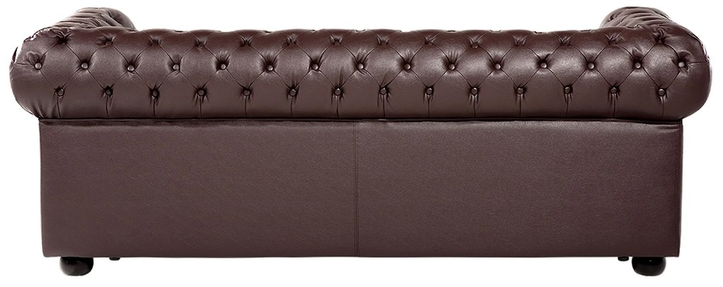 Sofá de 3 lugares em pele castanha CHESTERFIELD Beliani