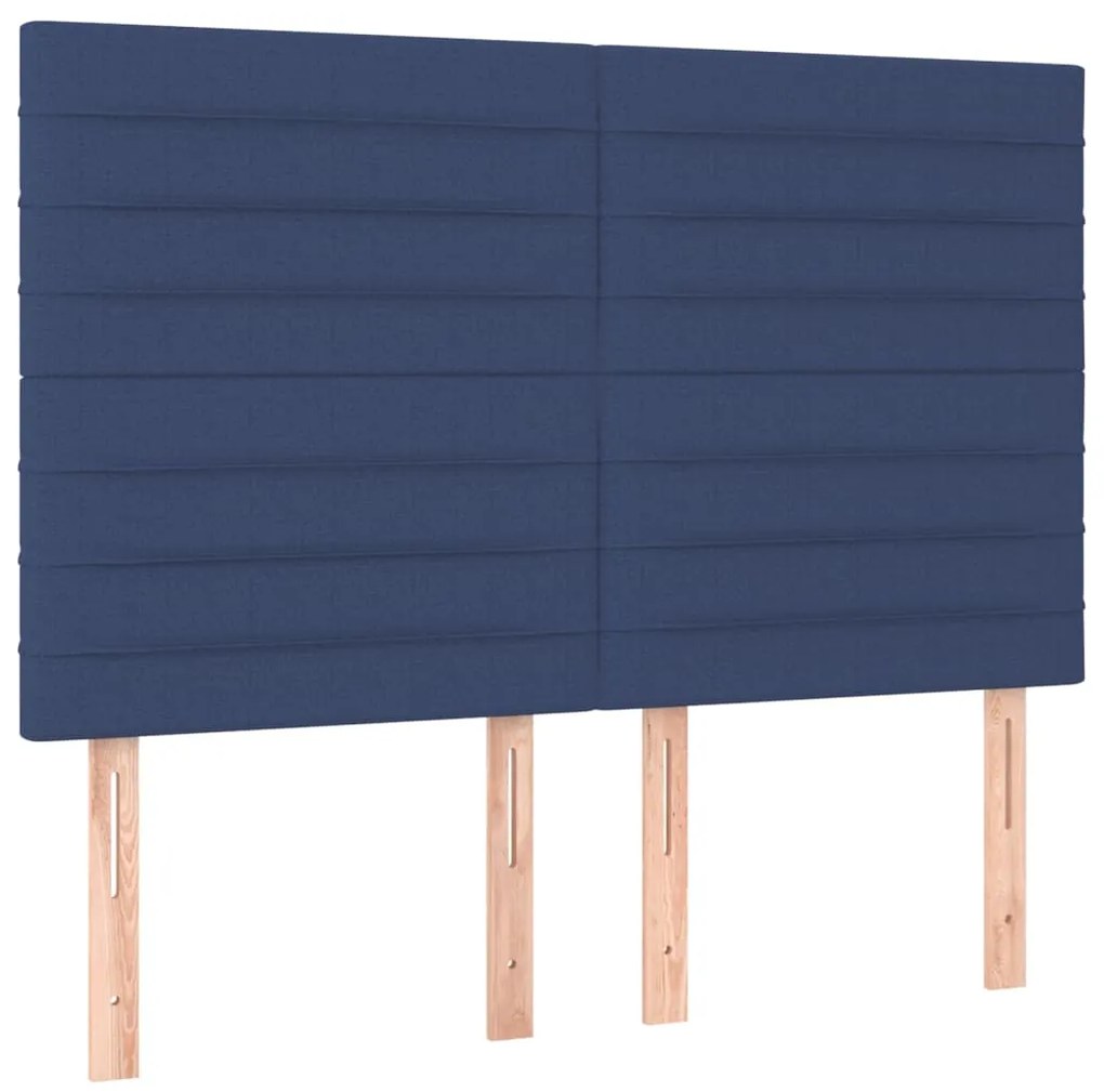 Cabeceira cama c/ LED tecido 144x5x118/128 cm azul