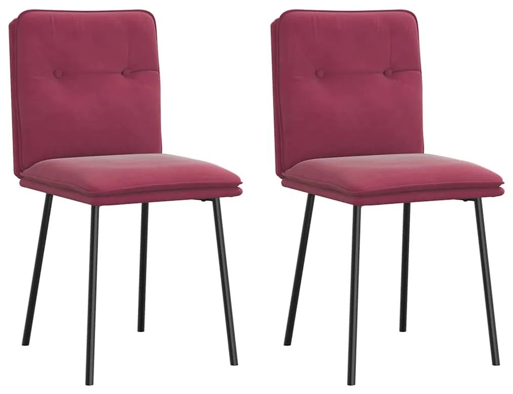 Cadeiras de jantar 2 pcs veludo vermelho tinto