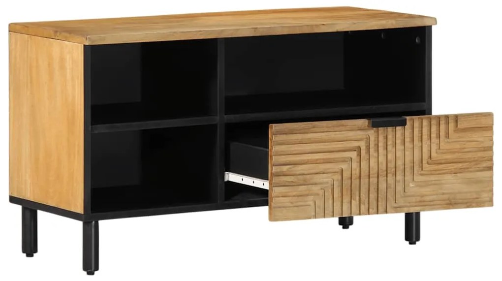 Móvel de TV 80x33x46 cm madeira de mangueira maciça castanho