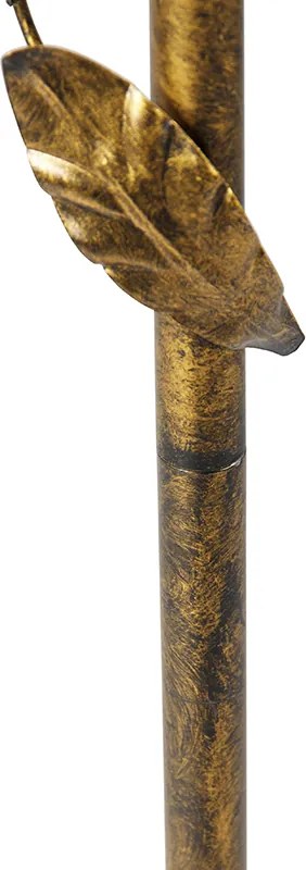 Candeeiro de pé dourado com abajur com design de folha e interior dourado 50cm - Linden