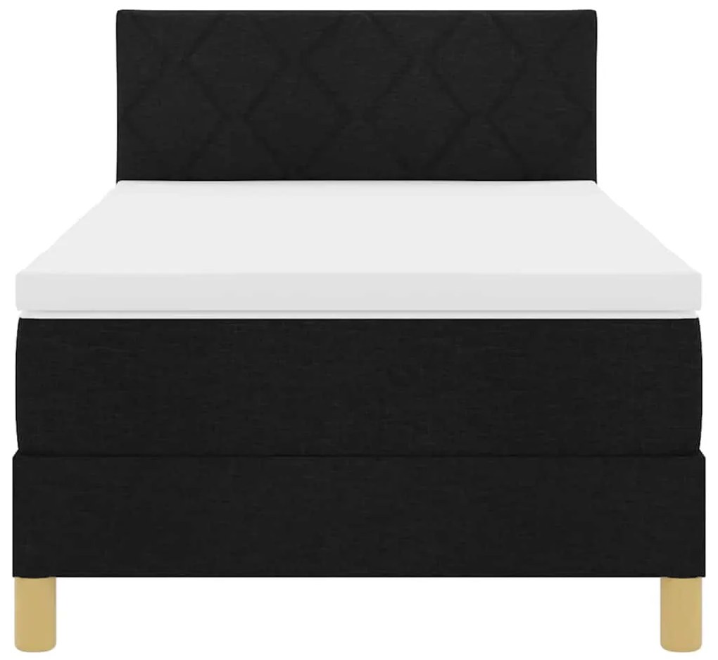 Cama Box com Colchão &amp; LED Preta 90x200 cm Tecido