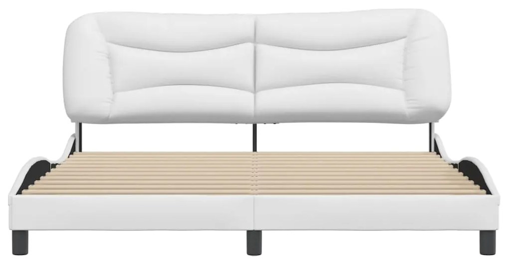 Estrutura cama c/ cabeceira 180x200 cm couro artificial branco