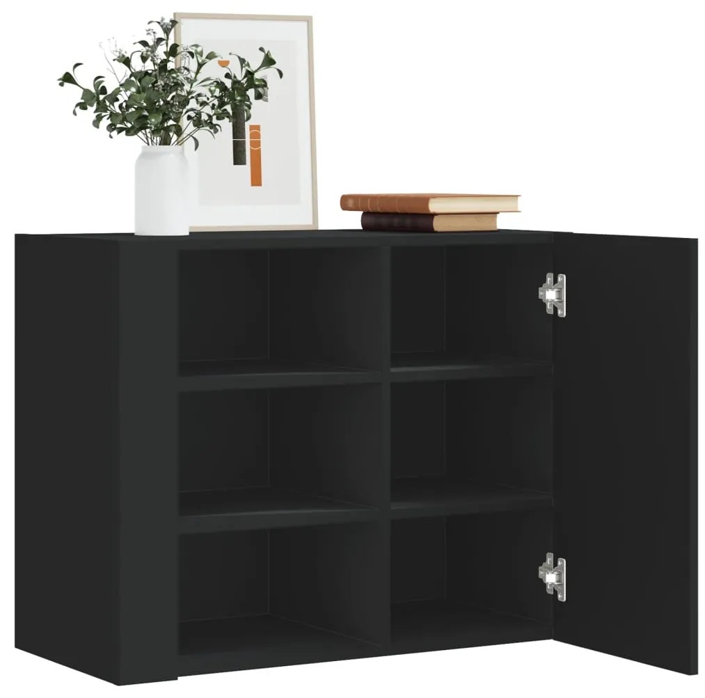 vidaXL Armário de parede 75x35x60 cm derivados de madeira preto