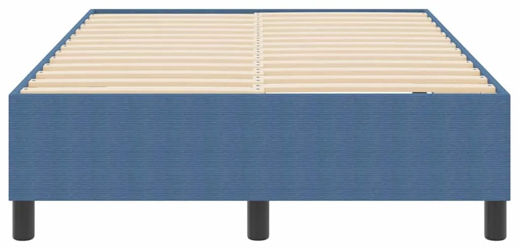 Cama Box Spring vidaXL Azul Pequena Dupla Tecido de Corduroy