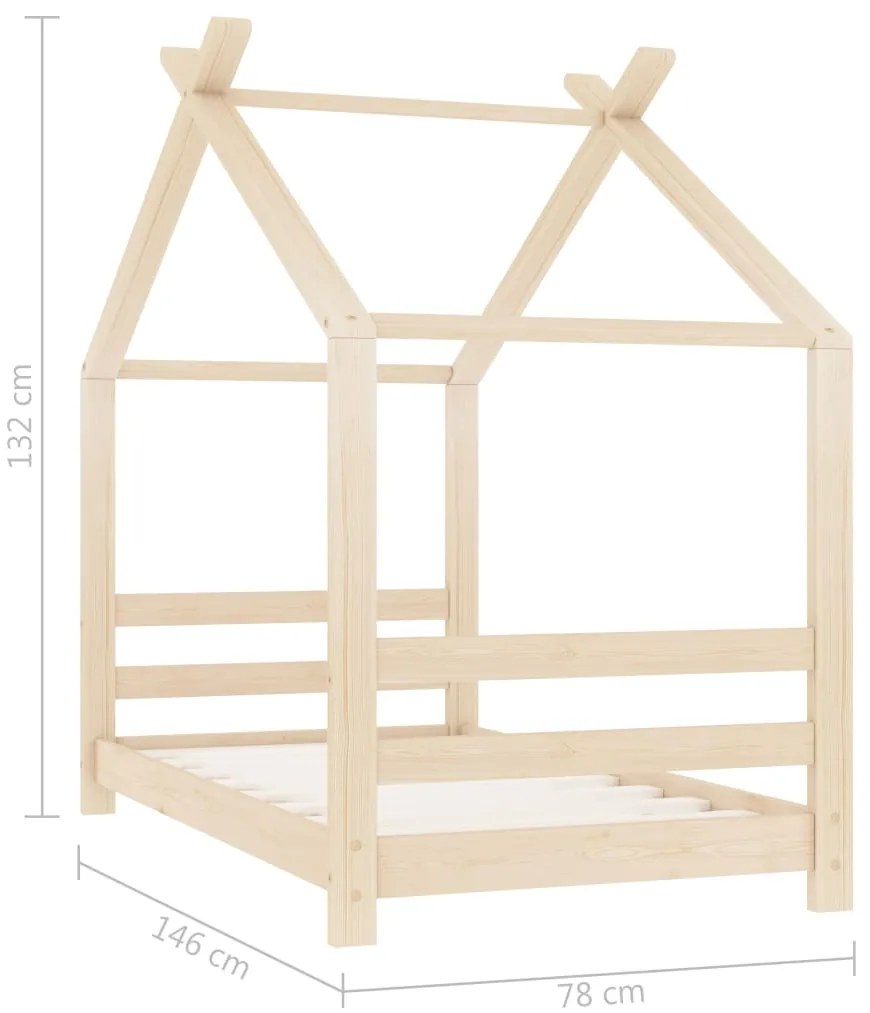 Estrutura de cama infantil 70x140 cm madeira de pinho maciça