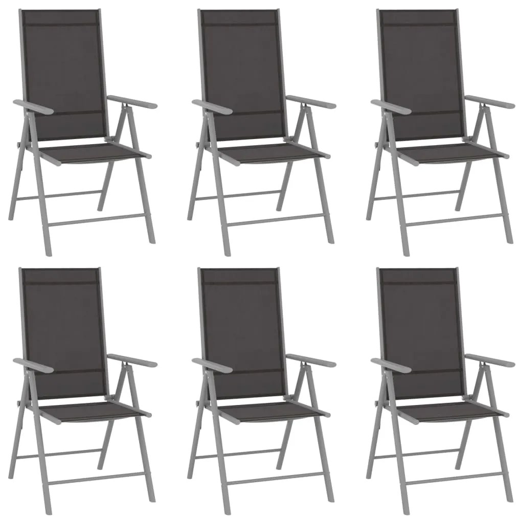 7 pcs conjunto de jantar para jardim alumínio prateado e preto