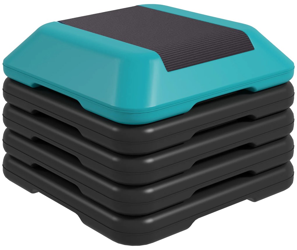 SPORTNOW Step para Exercício Aeróbico Plataforma Step Antideslizante com Altura Ajustável de 10/15/20/25/30 cm Azul | Aosom Portugal