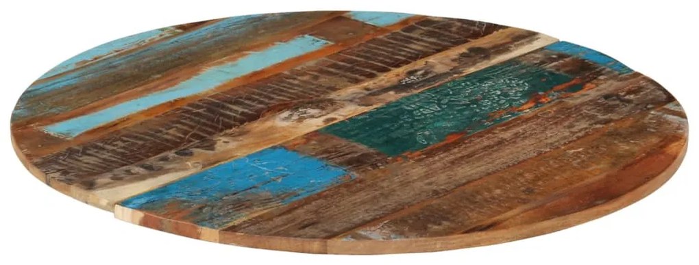 Tampo de mesa redondo 80 cm 15-16 mm madeira recuperada maciça