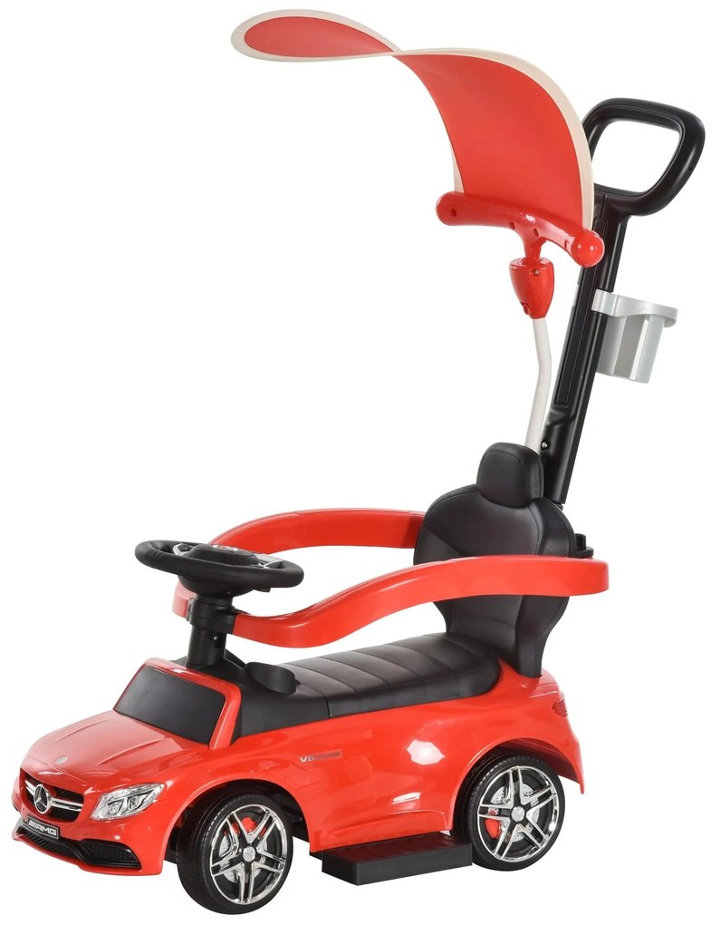 HOMCOM Carrinho para crianças  3 em 1 acima de 1 ano Função de buzinha com capuz Suporte para copos 84x40x83 cm  vermelho | Aosom Portugal