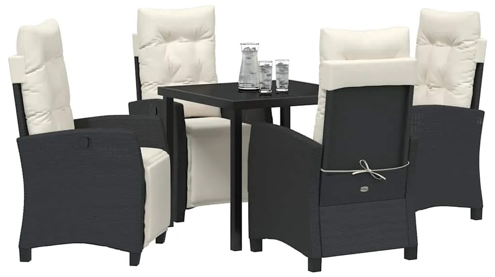 Conjunto de Jantar para Jardim 5 Peças Preto em Rattan Sintético