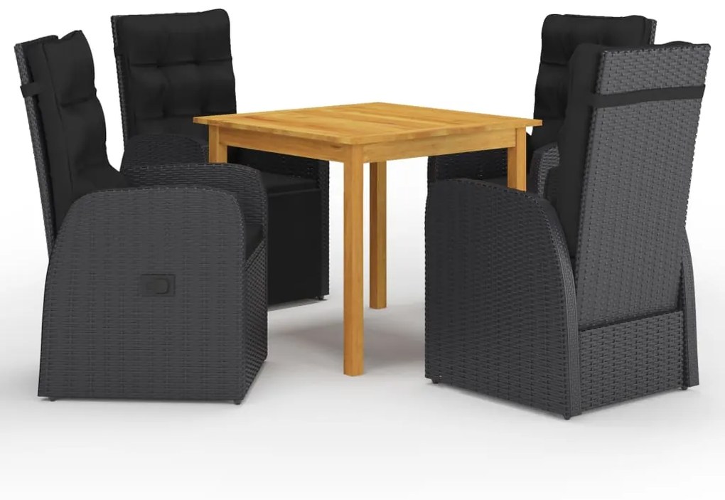 vidaXL 5 pcs conjunto de jantar para jardim preto