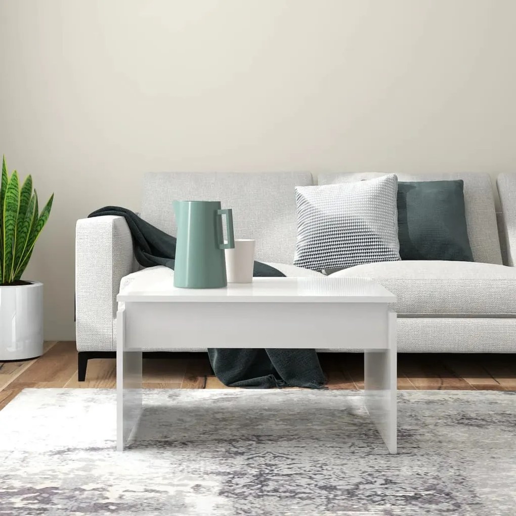 Mesa de centro 68x50x38 cm derivados madeira branco brilhante
