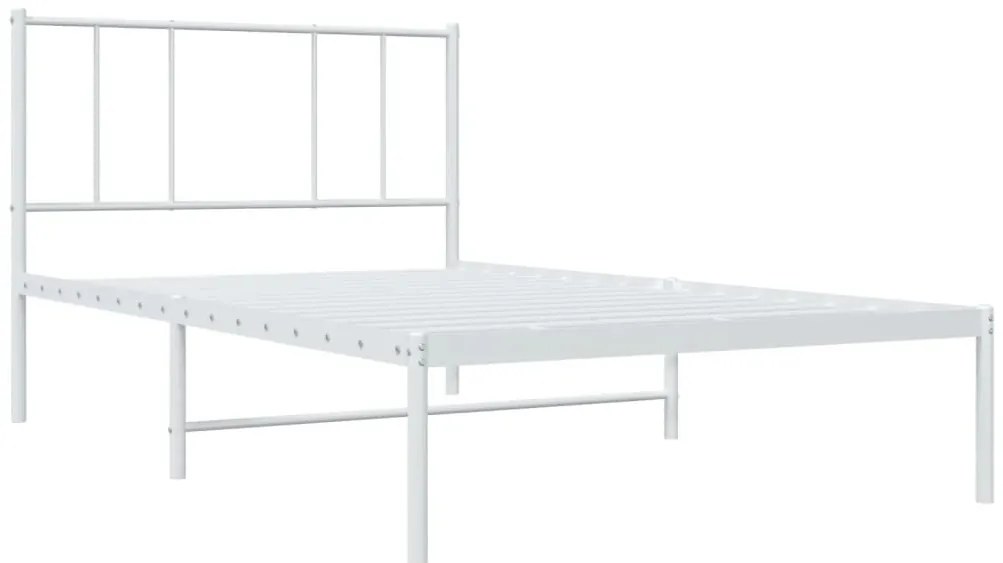 Estrutura de cama com cabeceira 100x190 cm metal branco