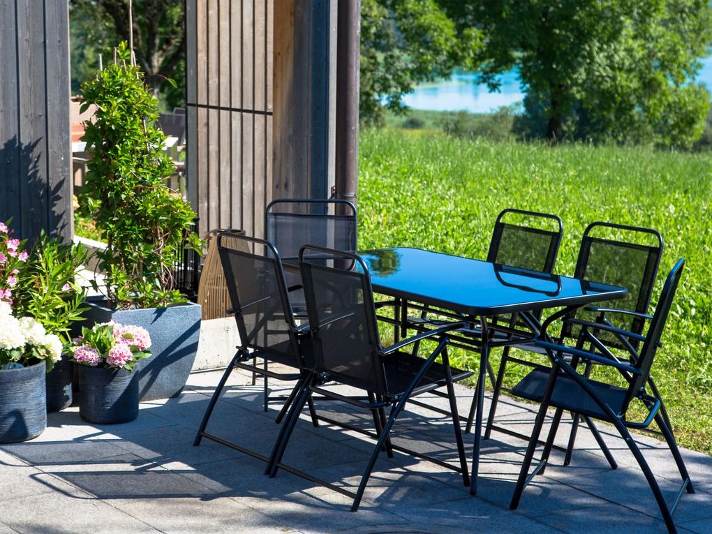 Conjunto de jardim em aço mesa e 6 cadeiras preto LIVO Beliani