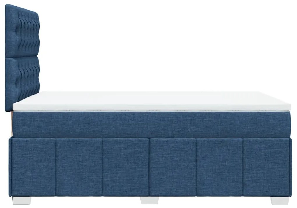 Cama boxspring com colchão 120x190 cm tecido azul