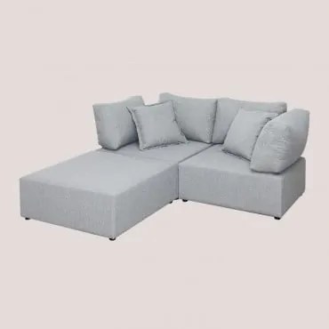 Sofá Modular De 2 Peças Com 2 Poltronas De Esquina E Puff Kata Cinzento - Sklum