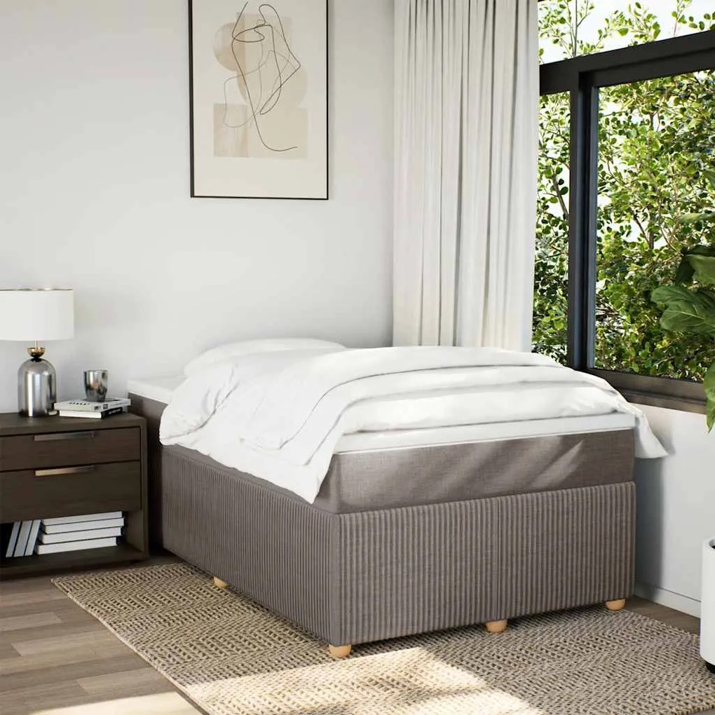 Cama com molas/colchão 120x200 cm tecido castanho-acinzentado