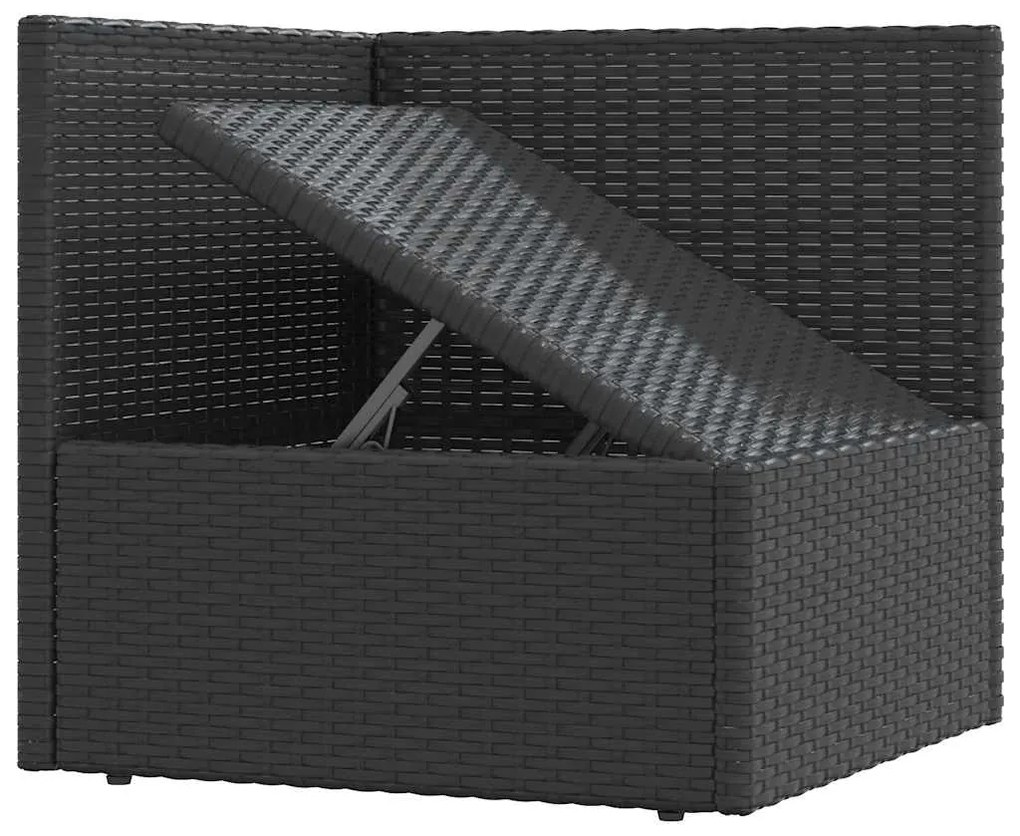 4 pcs conjunto lounge de jardim c/ almofadões vime PE preto