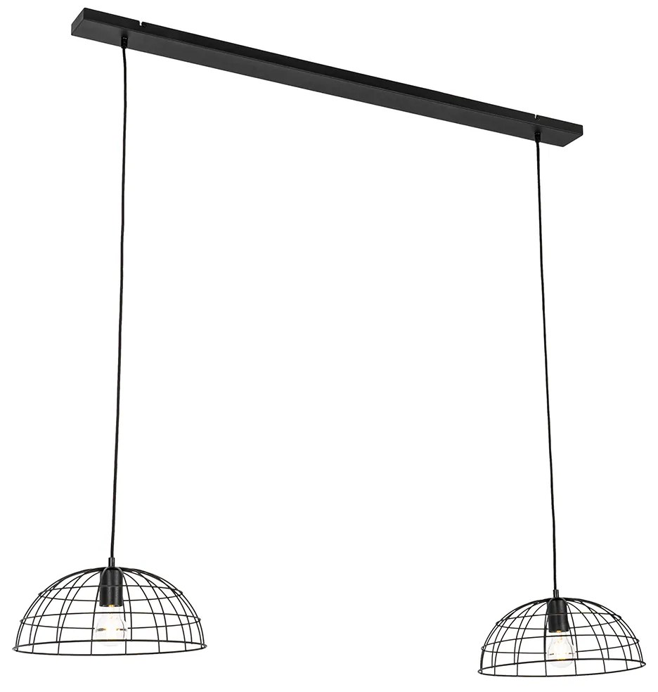 Candeeiro suspenso industrial preto 2 luzes - Hanze