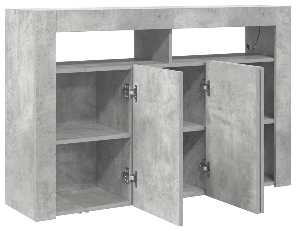 Buffet Cinza Concreto Madeira Engenheirada 116 x 30 x 75 cm