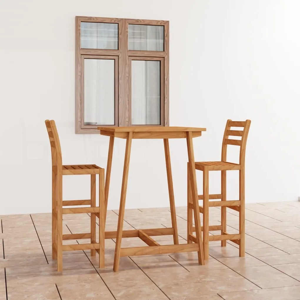vidaXL 3 pcs conjunto de bar para exterior madeira de acácia maciça