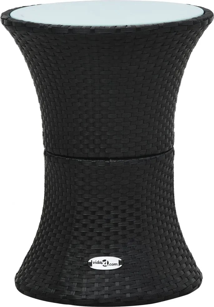 vidaXL Mesa de apoio jardim em forma de djembé vime PE preto