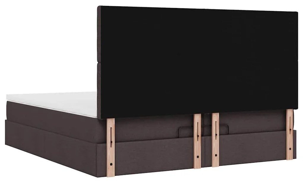 Estrutura de cama otomana com colchões tecido castanho escuro