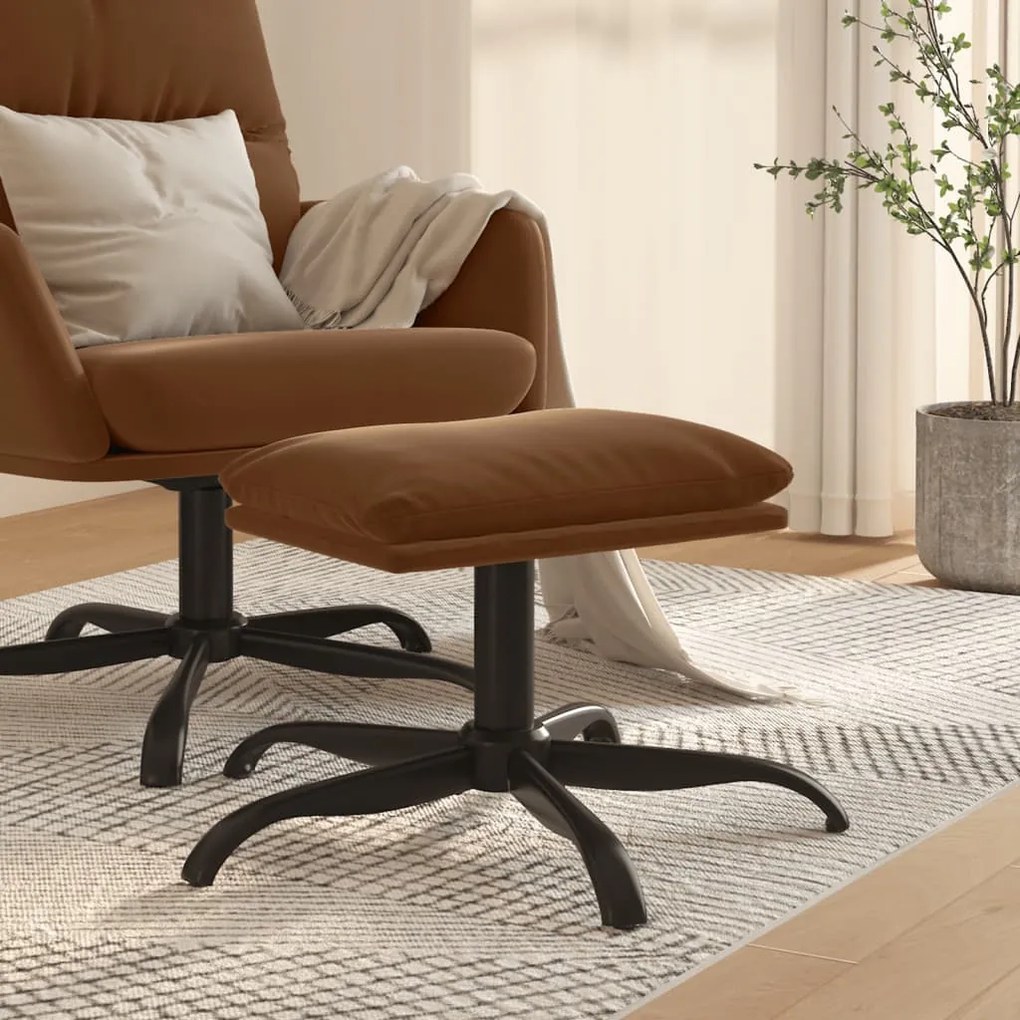 vidaXL Apoio de pés tecido de microfibra 60x60x36 cm castanho
