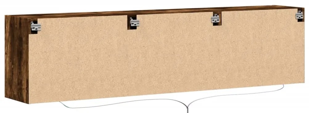 Móvel de parede p/ TV c/ luzes LED 180x31x45 cm carvalho fumado