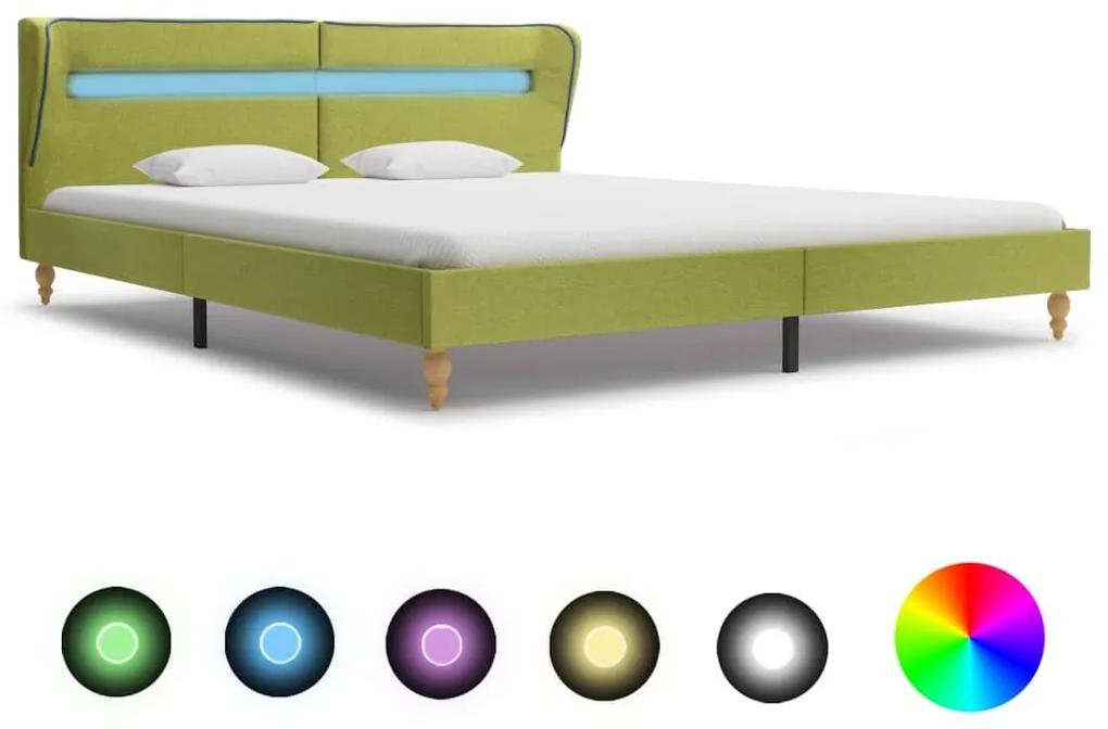 280610 vidaXL Estrutura de cama com LEDs em tecido 160x200 cm verde