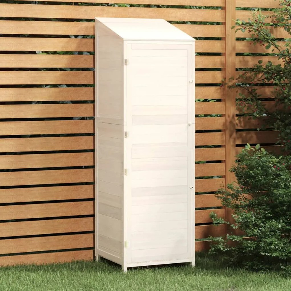 152187 vidaXL Abrigo de jardim 55x52x174,5 cm madeira de abeto maciça branco