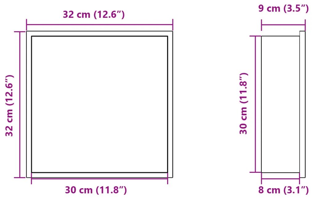 Nicho parede p/ duche 32x32x9 cm aço inoxidável prata escovada
