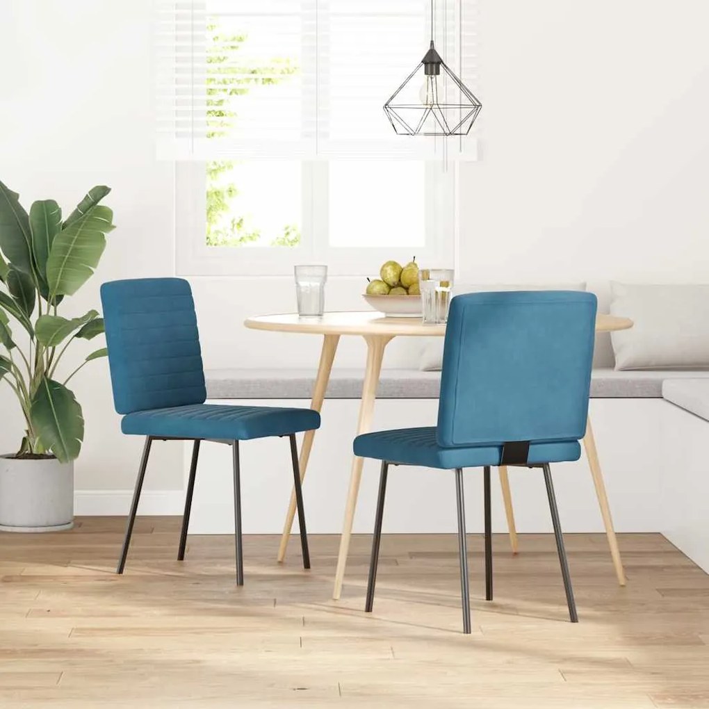 Cadeiras de jantar 2 pcs veludo azul