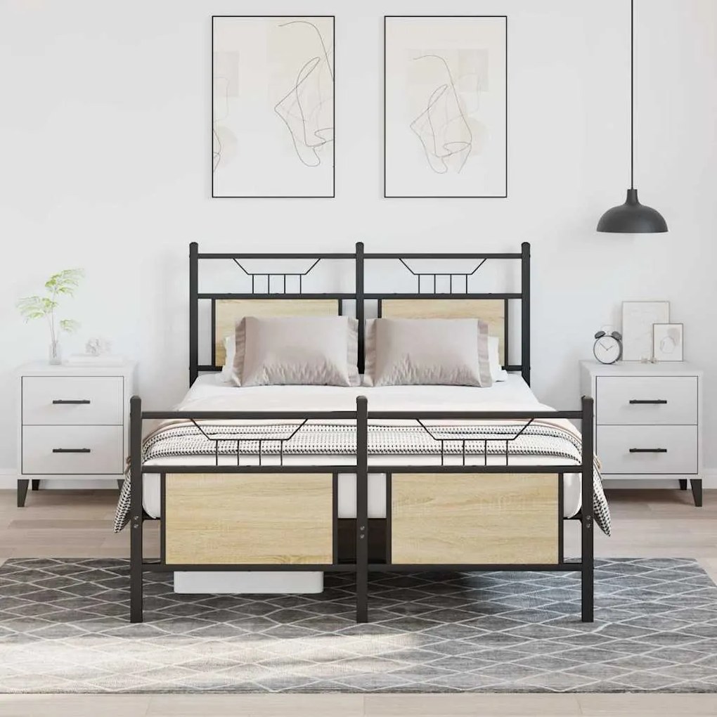 Estrutura cama s/ colchão derivados de madeira carvalho sonoma