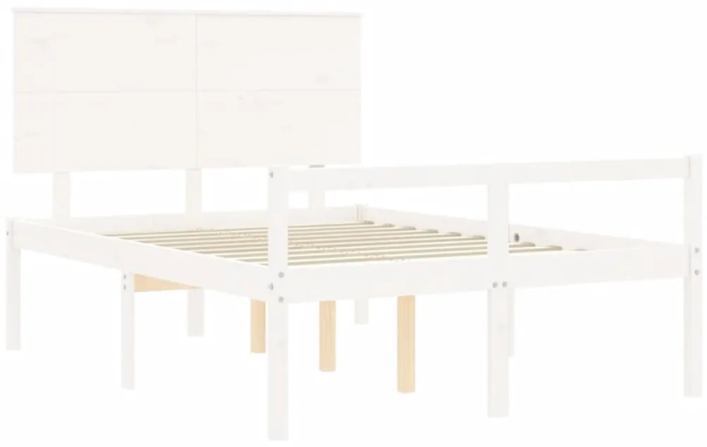 Estrutura de cama com cabeceira 140x190cm madeira maciça branco