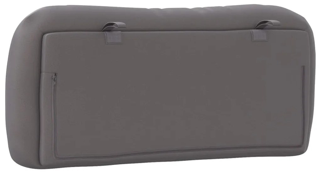 Almofadão de cabeceira 80 cm couro artificial cinzento